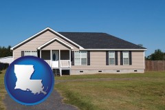 louisiana map icon and a manufactured home
