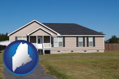 maine map icon and a manufactured home