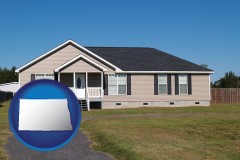 north-dakota map icon and a manufactured home
