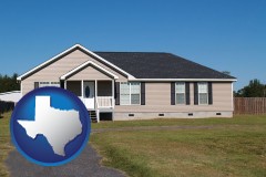texas map icon and a manufactured home